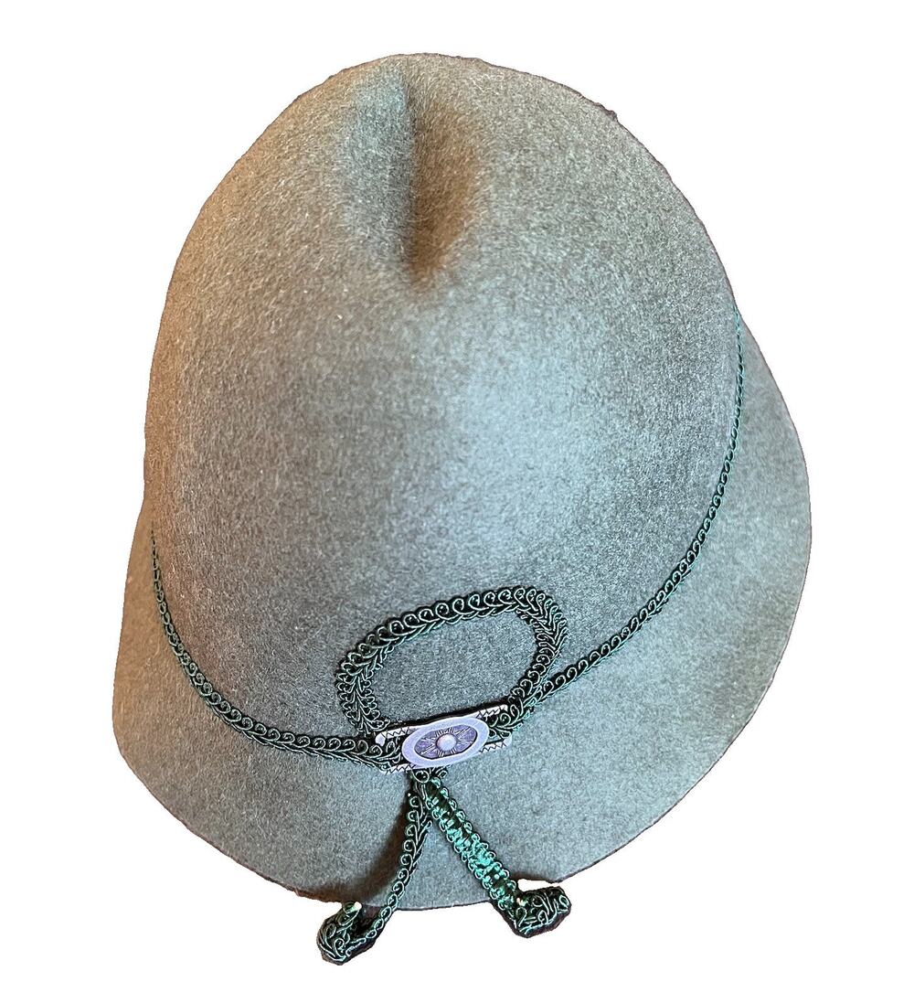 Bavarian Wool Felt Isar Trachten Green Fedora Hat German Size 53cm Octoberfest